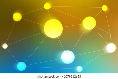 Light Blue, Yellow vector layout with circles, lines. Design with connection of dots and lines on colorful background. New design for ad, poster, banner of your website.