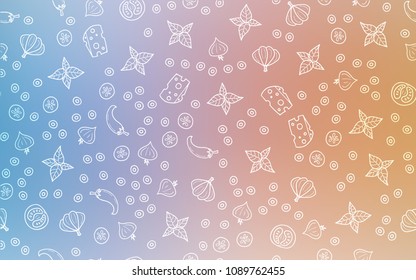 Light Blue, Yellow vector layout with restaurant food. Fast Food on blurred abstract background with colorful gradient. Pattern for ads of breakfast, lunch, dinner.