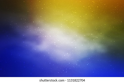 Light Blue, Yellow vector layout with cosmic stars. Space stars on blurred abstract background with gradient. Smart design for your business advert.