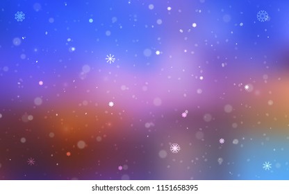 Light Blue, Yellow vector layout with bright snowflakes. Decorative shining illustration with snow on abstract template. New year design for your ad, poster, banner.