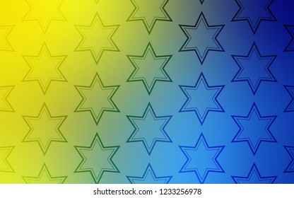 Light Blue, Yellow vector layout with bright stars. Shining colored illustration with stars. Pattern for websites, landing pages.