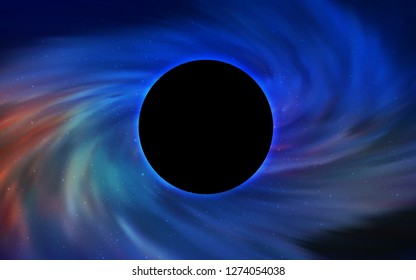 Light Blue, Yellow vector layout with a black hole, universe. Colorful black hole with shining night sky stars. Backdrop for Black Friday promotions.