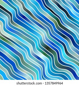 Light Blue, Yellow vector layout with circular arc. Illustration in halftone style with gradient curves. Pattern for commercials, ads.