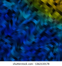 Light Blue, Yellow vector layout with curves. Abstract illustration with bandy gradient lines. Template for your UI design.
