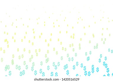 Light Blue, Yellow vector layout with banking symbols. Illustration with USD signs on white template. Smart design for your business advert of economic, wealth.
