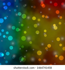 Light Blue, Yellow vector layout with circles, stars. Abstract illustration with colorful shapes of circles, stars. Pattern for business ads.