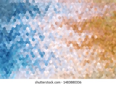 Light Blue, Yellow vector layout with hexagonal shapes. Illustration of colored hexagons on blur surface. Design for website posters, banners.