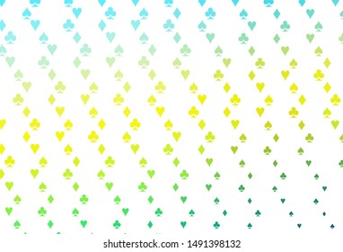 Light Blue, Yellow vector layout with elements of cards. Glitter abstract sketch with isolated symbols of playing cards. Pattern for ads of parties, events in Vegas.