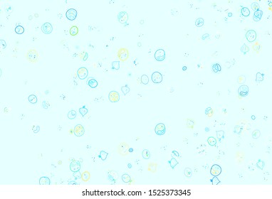 Light Blue, Yellow vector layout with restaurant food. Beautiful colorful illustration with food in doodle style. Design for ad, poster, banner of cafes or restaurants.