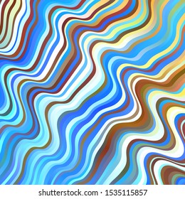 Light Blue, Yellow vector layout with wry lines. Illustration in abstract style with gradient curved.  Pattern for booklets, leaflets.