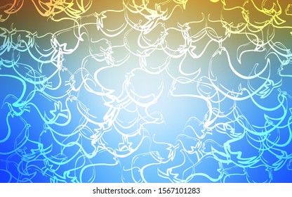 Light Blue, Yellow vector layout with peppers. Glitter abstract sketch with hot peppers. Doodle design for your business advert of cafes.