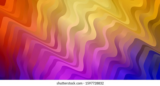 Light Blue, Yellow vector layout with circular arc. Abstract illustration with bandy gradient lines. Design for your business promotion.