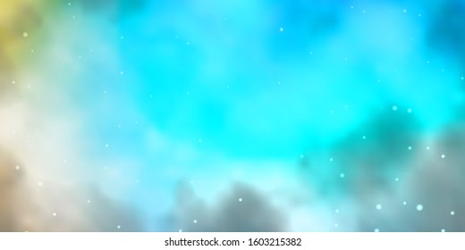 Light Blue, Yellow vector layout with bright stars. Modern geometric abstract illustration with stars. Best design for your ad, poster, banner.
