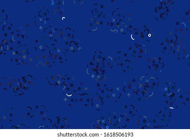 Light Blue, Yellow vector layout with algebra elements. Shining colorful illustration with isolated Digit signs. Best design a poster, banner of a math college.