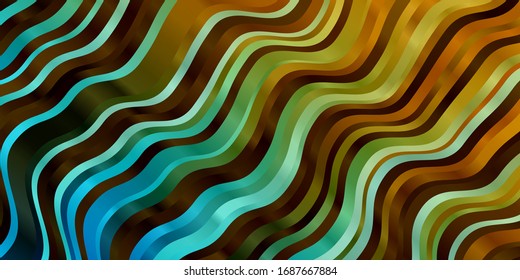 Light Blue, Yellow vector layout with wry lines. Bright sample with colorful bent lines, shapes. Pattern for websites, landing pages.