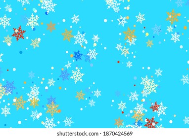 Light Blue, Yellow vector layout with bright snowflakes. Shining colorful illustration with snow on abstract template. New year design for business advert.