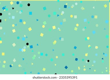 Light Blue, Yellow vector layout with circles, lines, rectangles. Decorative design in abstract style with lines, dots, cubes. Pattern for commercials.