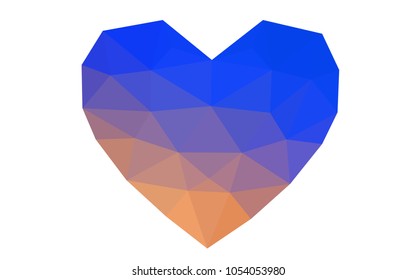 Light Blue, Yellow vector love background with heart. Paper note. Valentine's greeting polygonal card. Triangular illustration for your business. Stock template for your design.
