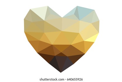 Light Blue, Yellow vector love background with heart. Paper note. Valentine's greeting polygonal card. Triangular illustration for your business. Stock template for your design.