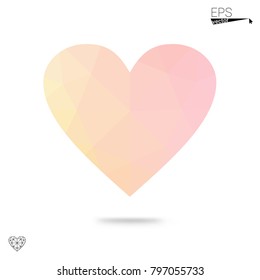 Light Blue, Yellow vector love background with heart. Paper note. Valentine's greeting polygonal card. Triangular illustration for your business. Stock template for your design.
