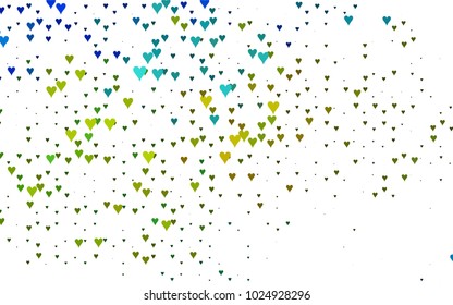 Light Blue, Yellow vector lovely background with hearts. Valentines greeting card with cute hearts. Abstract pattern for your design, website, ad.