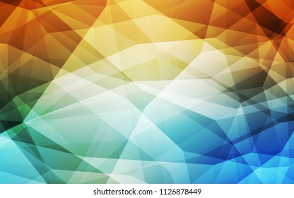 Light Blue, Yellow vector low poly cover. Shining polygonal illustration, which consist of triangles. Brand new style for your business design.