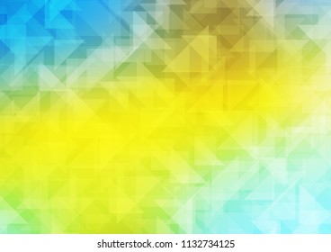 Light Blue, Yellow vector low poly cover. Triangular geometric sample with gradient.  Brand new style for your business design.