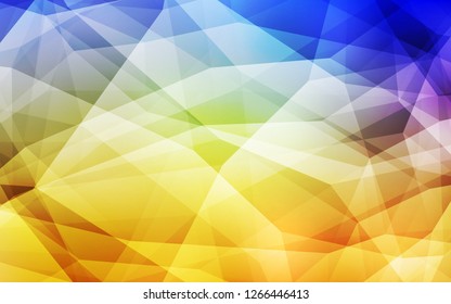 Light Blue, Yellow vector low poly layout. Shining polygonal illustration, which consist of triangles. Polygonal design for your web site.