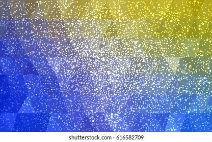 Light Blue, Yellow vector low poly crystal background with snowflakes. Polygon christmas design pattern . Low poly illustration of New Year celebration.