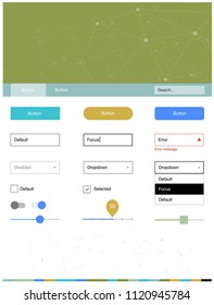Light Blue, Yellow vector Material Design Kit with lines, circles. Simple Material Design Kit with colorful triangles, circles. This template you can use for websites.