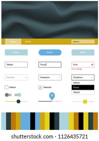 Light Blue, Yellow vector Material Design Kit with liquid shapes. Creative illustration in halftone marble style with gradient. This template you can use for landing pages.