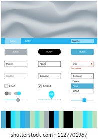 Light Blue, Yellow vector Material Design Kit with liquid shapes. Colorful illustration in abstract memphis style with gradient. Modern template for your landing page.
