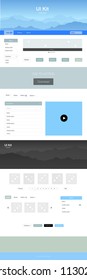 Light Blue, Yellow vector Material Design Kit with hills. Web ui kit with abstract gradient hills in its header. Modern template for your landing page.