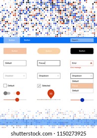 Light Blue, Yellow vector Material Design Kit with dots. Decorative ui kit design in abstract style with colorful dots. This template you can use for landing pages.