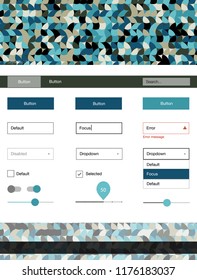 Light Blue, Yellow vector Material Design Kit with dots. Web ui kit with abstract gradient circles in its header. Beautiful layout for websites, landing pages.