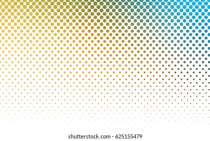 Light Blue, Yellow vector modern geometrical circle abstract background. Dotted texture template. Geometric pattern in halftone style with gradient. 