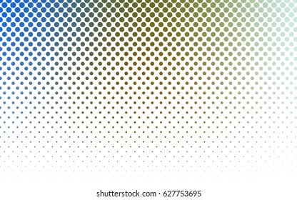 Light Blue, Yellow vector modern geometrical circle abstract background. Dotted texture template. Geometric pattern in halftone style with gradient. 