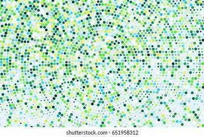 Light Blue, Yellow vector modern geometrical circle abstract background. Dotted texture template. Geometric pattern in halftone style with gradient. 