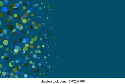Light Blue, Yellow vector modern geometrical circle abstract background. Dotted texture template. Geometric pattern in halftone style with gradient. 