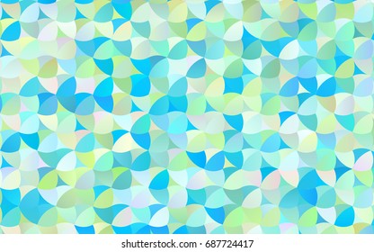 Light Blue, Yellow vector modern geometrical circle abstract background. Dotted texture template. Geometric pattern in halftone style with gradient. 