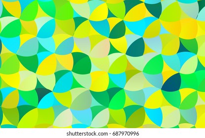 Light Blue, Yellow vector modern geometrical circle abstract background. Dotted texture template. Geometric pattern in halftone style with gradient. 