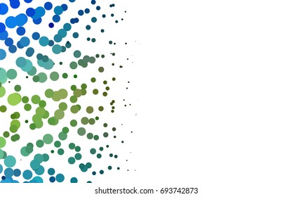 Light Blue, Yellow vector modern geometrical circle abstract background. Dotted texture template. Geometric pattern in halftone style with gradient. 