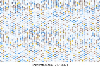 Light Blue, Yellow vector modern geometrical circle abstract background. Dotted texture template. Geometric pattern in halftone style with gradient. 