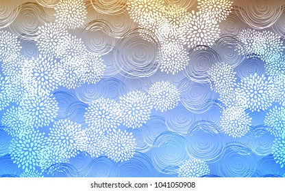 Light Blue, Yellow vector natural abstract template. Glitter abstract illustration with doodles and flowers. Brand-new design for your business.