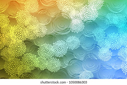 Light Blue, Yellow vector natural abstract template. Glitter abstract illustration with doodles and flowers. The best blurred design for your business.