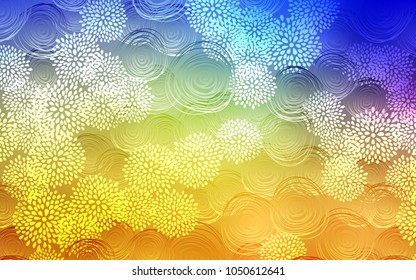 Light Blue, Yellow vector natural elegant template. A vague abstract illustration with flowers in doodles style. Brand-new design for your business.