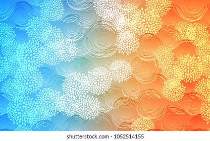 Light Blue, Yellow vector natural abstract template. A vague abstract illustration with flowers in doodles style. The best blurred design for your business.
