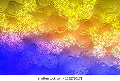 Light Blue, Yellow vector natural abstract template. A completely new color illustration in doodle style with flowers. The pattern can be used for heads of websites and designs.