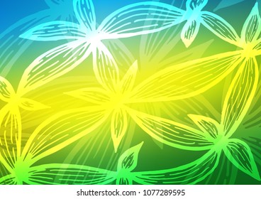 Light Blue, Yellow vector natural elegant pattern. Sketchy hand drawn doodles on blurred background. Hand painted design for web, wrapping, wallpaper.