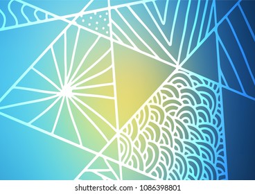Light Blue, Yellow vector natural abstract background. Doodles on blurred abstract background with gradient. The pattern can be used for heads of websites and designs.